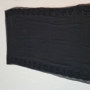 Sheer beaded wrap goes with black dress,shoes